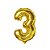 Balão Número 3 Metalizado Dourado 16" 40Cm Decoração - Imagem 3
