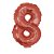 Número 8 Metalizado 16" 41cm Vermelho Balão C/Vareta Não Flutua - Imagem 1