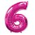 Número 6 Pink 26" 66CM Balão Metalizado Decorar Grab - Imagem 1