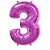 Número 3 Pink 26" 66CM Balão Metalizado Decorar Grab - Imagem 1