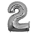 Número 2 Prata 26" 66CM Balão Metalizado Decorar Megatoon - Imagem 1