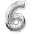 Número 6 Prata 26" 66CM Balão Metalizado Decorar Megatoon - Imagem 1
