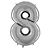 Número 8 Prata 26" 66CM Balão Metalizado Decorar Grab - Imagem 1