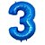 Número 3 Azul 26" 66CM Balão Metalizado Decorar Grab - Imagem 2