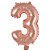 Número 3 Balão Metalizado Rose Gold 26" 65Cm Decoração É Festa - Imagem 1