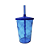 Copo Fest Twister Tampa E Canudo Azul Transparente 400ml - Imagem 1