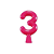 Vela Neon Pink Número 3 Junco Decoração Festa - Imagem 1