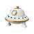 Nave Espacial De Resina Prata Com Dourado Decorativa Estante - Imagem 3