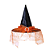 Chapéu de Bruxa Com Véu Laranja Acessório Halloween 38CM - Imagem 2