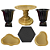 Kit Glamour Preto Dourado Decorar Mesas Festas 6 Pçs Plastico - Imagem 1