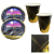 Kit PartyFesta Preto Riscos Dourado Descartáveis Para Festas - Imagem 1