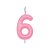 Vela Aniversário 6 Candy Color Rosa C/ Glitter Silver Festas - Imagem 1