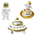 Kit Astronauta Espacial De Resina Decorativo Festa Temática - Imagem 1