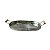 Bandeja Metal Galvanizado Oval Com Alça de Madeira Decoração - Imagem 1