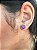 Brinco Zircônia Prata Branca Coração Roxo - Prata 925 - Imagem 2