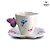 Conjunto 6 Xícaras Chá De Porcelana Borboletas 200ml - Imagem 1