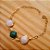 Pulseira Quartzo Branco e Quartzo Verde Redonda - Folheado a Ouro - Imagem 2