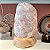 Luminária Quartzo Rosa Bruto 17,5cm - Base Madeira Clara - Imagem 1