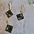 Conjunto Brinco e Colar Cristal Bruto - Borda Dourada- Folheado a Ouro - Imagem 6
