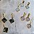 Conjunto Brinco e Colar Cristal Bruto - Borda Dourada- Folheado a Ouro - Imagem 1