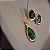 Conjunto Eterno Gota Colar e Brinco Esmeralda  - Folheado a Ouro - Imagem 6