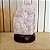 Luminária Quartzo Rosa Bruta - 23cm - Base de Madeira Escura - Bivolt - Imagem 1