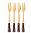 KIT 4 GARFOS PARA PETISCO DE AÇO INOX COM CABO DE CERÂMICA PRETO COM DOURADO - WOLFF - Imagem 1