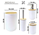 KIT PARA BANHEIRO 4 PEÇAS BRANCO COM TAMPA DE BAMBU BASCULANTE - FLASHGOODS - Imagem 3