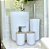 KIT PARA BANHEIRO 4 PEÇAS BRANCO COM TAMPA DE BAMBU BASCULANTE - FLASHGOODS - Imagem 1