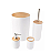 KIT PARA BANHEIRO 4 PEÇAS BRANCO COM TAMPA DE BAMBU BASCULANTE - FLASHGOODS - Imagem 2