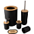 KIT 6 PEÇAS PARA BANHEIRO PRETO COM TAMPA DE BAMBU - CLINK - Imagem 1