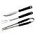 JOGO PARA CHURRASCO 3 PEÇAS GARFO, PEGADOR E FACA EM AÇO INOX COM CABO EMBORRACHADO - FULLFIT - Imagem 1