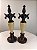 CJ. PECA DECORATIVA DE CERAMICA PRATA COM BASE DE MADEIRA 16CM X - Imagem 2