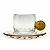Conjunto de Xícaras e Pires em Vidro Detalhe Esfera Ambar 6Pcs 120ml - Imagem 1
