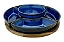 Cj de Petisqueiras Redonda Base Madeira Cerâmica Azul Degrade 6pcs - Imagem 1