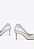 Scarpin Feminino Couro Bico Fino Salto Baixo Schutz Prata - Imagem 4