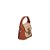 Bolsa Feminina Pequena Couro Alça Mão Palha Fecho Luiza Bercelos Camel - Imagem 2