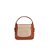 Bolsa Feminina Pequena Couro Alça Mão Palha Fecho Luiza Bercelos Camel - Imagem 3