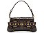 Bolsa Média Croco Alça Corrente Fivelas Zíper Logomania Vicenza Marrom - Imagem 1