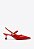 Scarpin Slingback Taís Salto Baixo Verniz Aplicação Vicenza Vermelho - Imagem 1