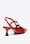 Scarpin Slingback Taís Salto Baixo Verniz Aplicação Vicenza Vermelho - Imagem 3