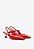 Scarpin Slingback Taís Salto Baixo Verniz Aplicação Vicenza Vermelho - Imagem 4