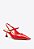 Scarpin Slingback Taís Salto Baixo Verniz Aplicação Vicenza Vermelho - Imagem 2