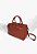 Bolsa Feminina Média Couro Dupla Alça Adereço Schutz Marrom - Imagem 2