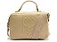 Bolsa Feminina Média Couro Alça Tecido Logomania Schutz Bege - Imagem 1