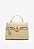 Bolsa Feminina Média Couro Alça Fina Croco Logomania Vicenza Bege - Imagem 1