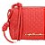 Bolsa Feminina Pequena Couro Trançado Alça Logo Luiza Barcelos Vermelho - Imagem 4