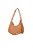 Bolsa Feminina Pequena Couro Hobo Logo Luiza Barcelos Camel - Imagem 2