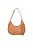 Bolsa Feminina Pequena Couro Hobo Logo Luiza Barcelos Camel - Imagem 1