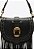 Bolsa Feminina Media Couro Tiras Fivela Shoulder Hazel Vicenza Preto - Imagem 5